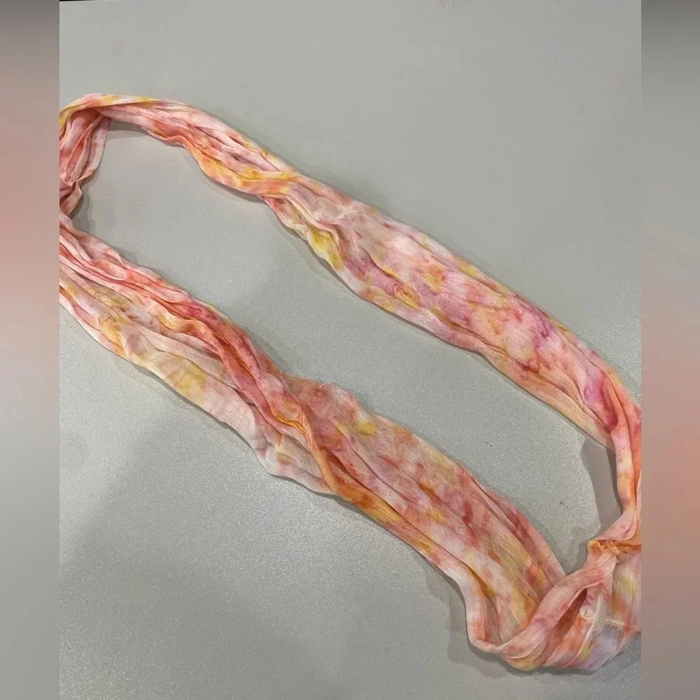 Orange and Pink Tie-Dye Infinity Scarf
